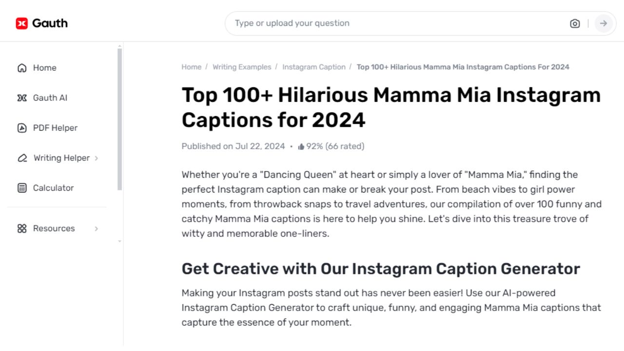 Get Inspired with Gauth: Mamma Mia Instagram Captions 2024